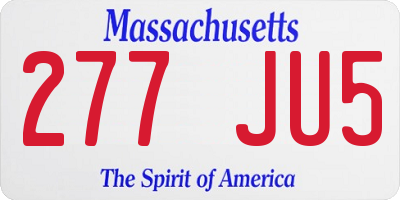 MA license plate 277JU5