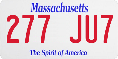 MA license plate 277JU7