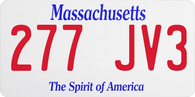 MA license plate 277JV3