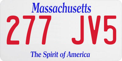 MA license plate 277JV5