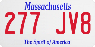 MA license plate 277JV8