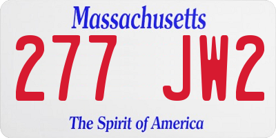 MA license plate 277JW2