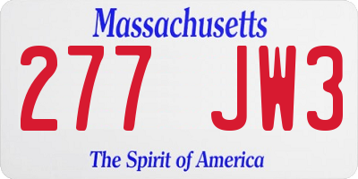 MA license plate 277JW3