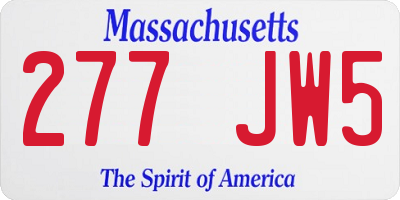 MA license plate 277JW5