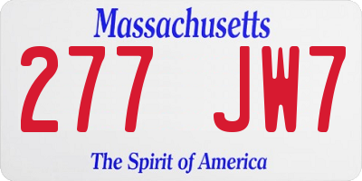 MA license plate 277JW7