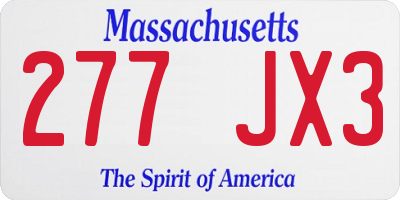 MA license plate 277JX3