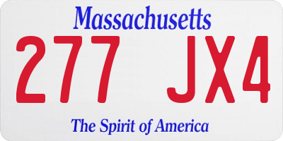 MA license plate 277JX4