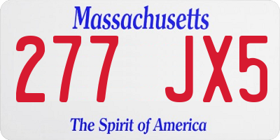 MA license plate 277JX5