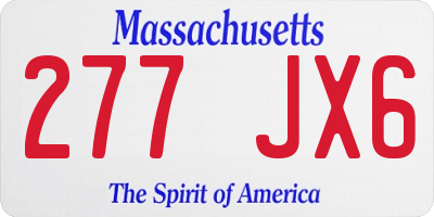 MA license plate 277JX6
