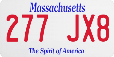 MA license plate 277JX8