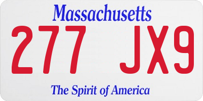MA license plate 277JX9