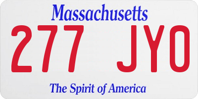 MA license plate 277JY0