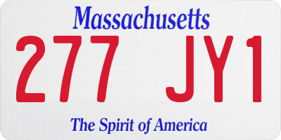 MA license plate 277JY1