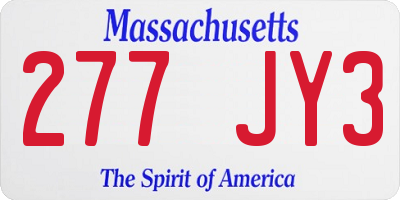 MA license plate 277JY3