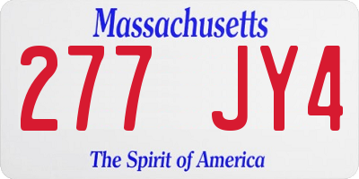 MA license plate 277JY4