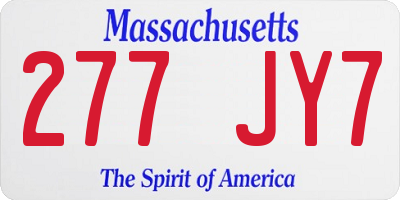 MA license plate 277JY7