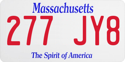 MA license plate 277JY8