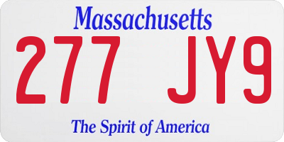 MA license plate 277JY9