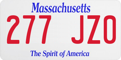 MA license plate 277JZ0