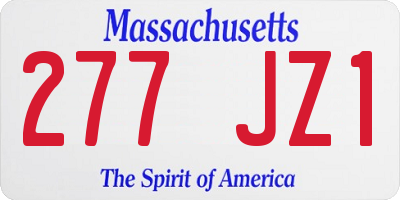 MA license plate 277JZ1