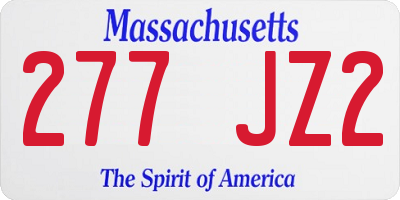MA license plate 277JZ2
