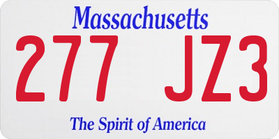 MA license plate 277JZ3