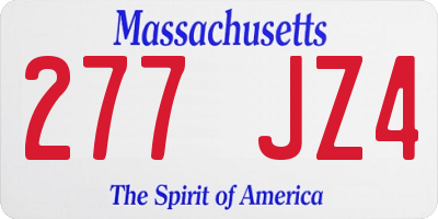 MA license plate 277JZ4