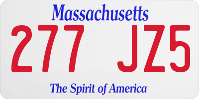 MA license plate 277JZ5