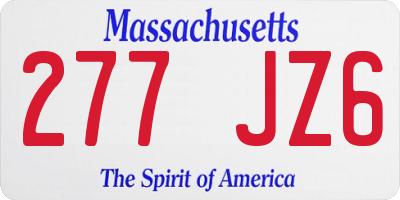 MA license plate 277JZ6