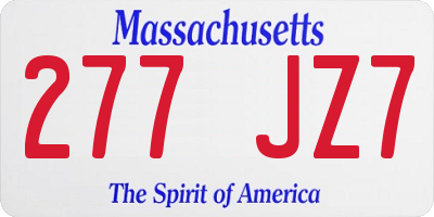MA license plate 277JZ7