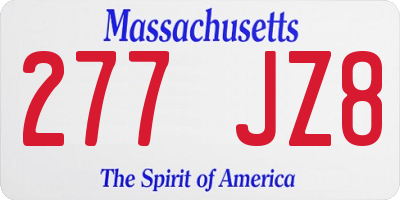 MA license plate 277JZ8