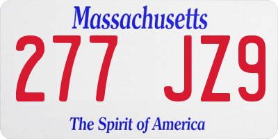 MA license plate 277JZ9