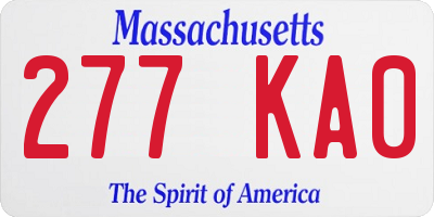 MA license plate 277KA0
