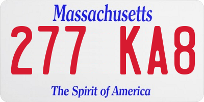 MA license plate 277KA8