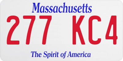 MA license plate 277KC4