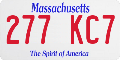 MA license plate 277KC7