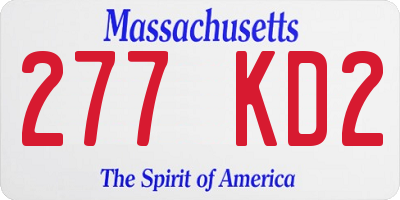 MA license plate 277KD2