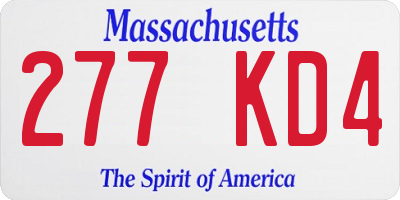 MA license plate 277KD4
