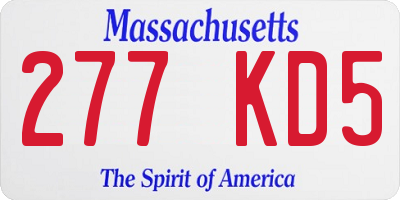 MA license plate 277KD5