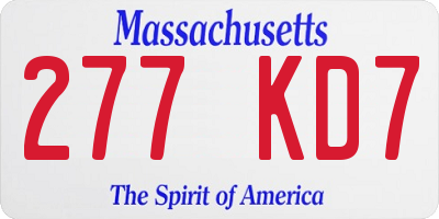 MA license plate 277KD7