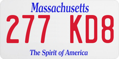 MA license plate 277KD8