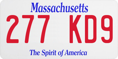 MA license plate 277KD9