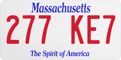 MA license plate 277KE7
