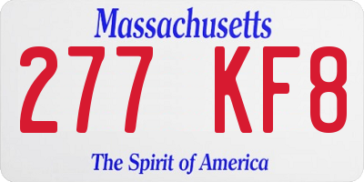 MA license plate 277KF8