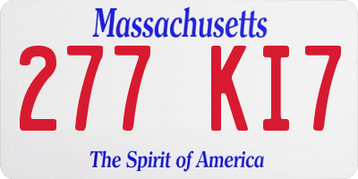 MA license plate 277KI7