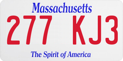 MA license plate 277KJ3