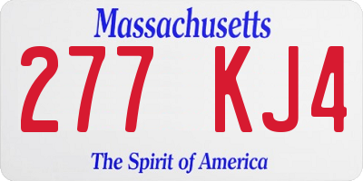 MA license plate 277KJ4