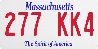 MA license plate 277KK4