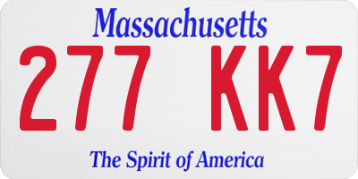 MA license plate 277KK7