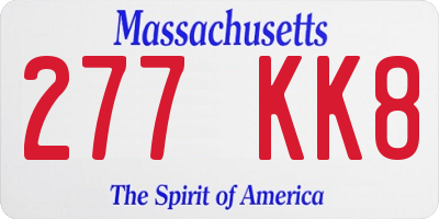 MA license plate 277KK8